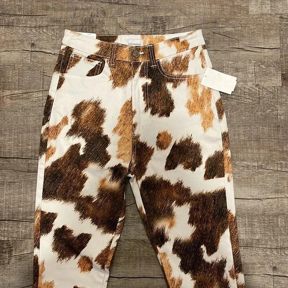 NWT!! WeWoreWhat - Cowhide Stiletto Slit Denim Jean - Size 26 - Picture 5 of 10